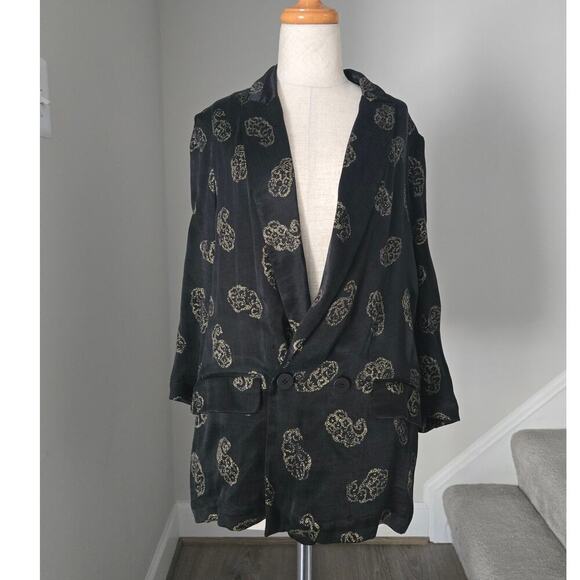 Zara Satin Paisley printed Jacket Blazer size XS - Picture 1 of 5